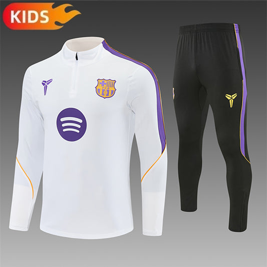 Barcelona Half-Pull Trainingspak 'Wit' 26/27 - KINDEREN