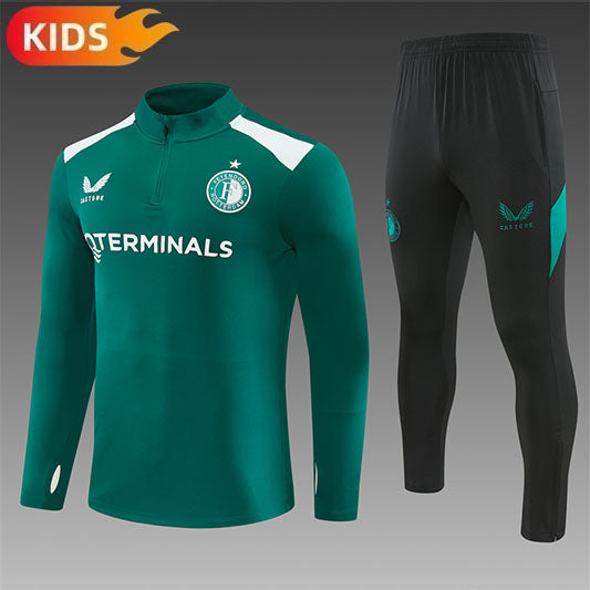 Feyenoord Half-Pull Trainingspak 'Groen-Wit' 26/27 - KINDEREN