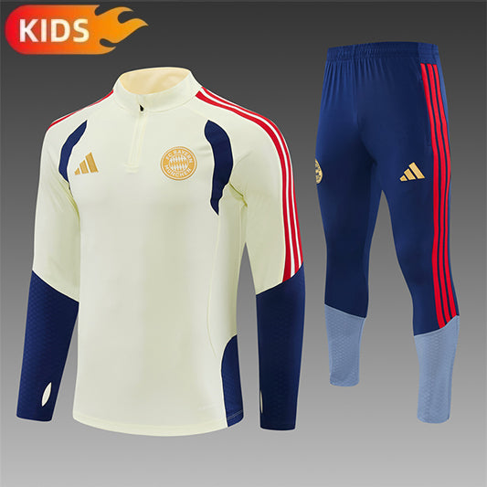 Bayern Munchen Half-Pull Trainingspak 'Beige-Blauw' 26/27 - KINDEREN