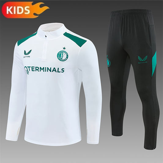 Feyenoord Half-Pull Trainingspak 'Wit-Groen' 26/27 - KINDEREN