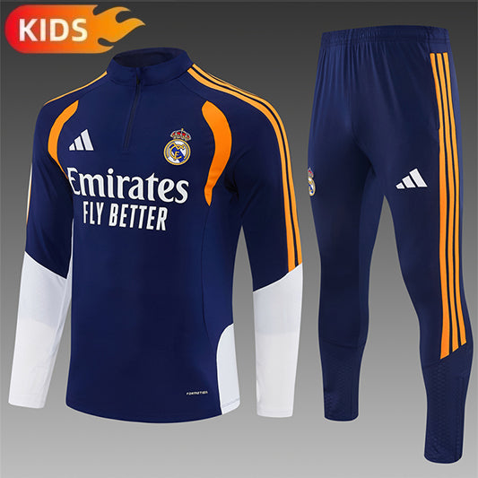 Real Madrid Half-Pull Trainingspak 'Blauw-Oranje' 26/27 - KINDEREN