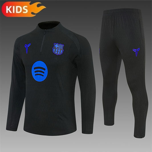 Barcelona Half-Pull Trainingspak 'Zwart' 25/26 - KINDEREN