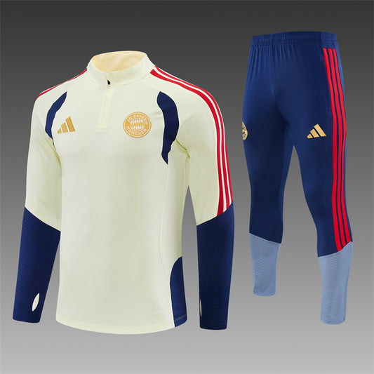Bayern Munchen Half-Pull Trainingspak 'Beige-Blauw' 26/27 - VOLWASSENEN