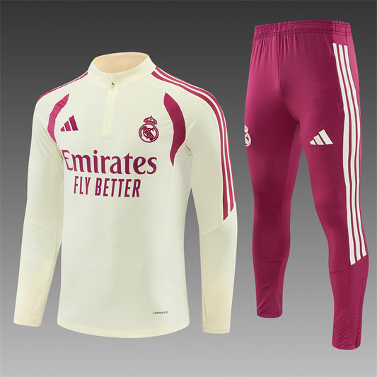 Real Madrid Half-Pull Trainingspak 'Beige-Roze' 26/27 - VOLWASSENEN