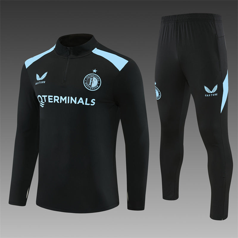 Feyenoord Half-Pull Trainingspak 'Zwart-Lichtblauw' 26/27 - VOLWASSENEN