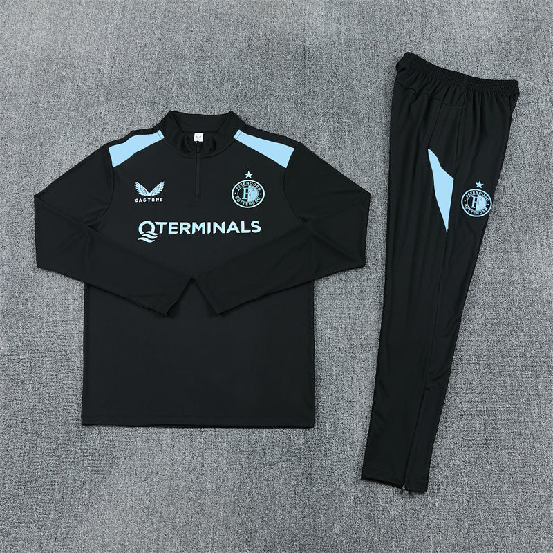 Feyenoord Half-Pull Trainingspak 'Zwart-Lichtblauw' 26/27 - KINDEREN