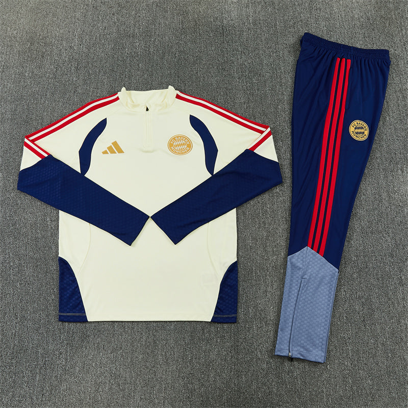 Bayern Munchen Half-Pull Trainingspak 'Beige-Blauw' 26/27 - KINDEREN