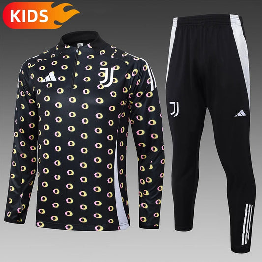 Juventus Half-Pull Trainingspak 'Zwart' - KINDEREN