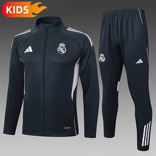 Real Madrid Full-zip Trainingspak 'Zwart' 25/26 - KINDEREN