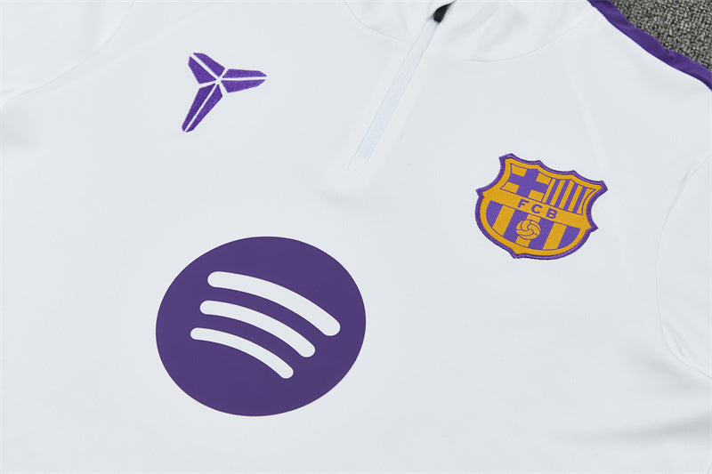 Barcelona Half-Pull Trainingspak 'Wit' 26/27 - KINDEREN