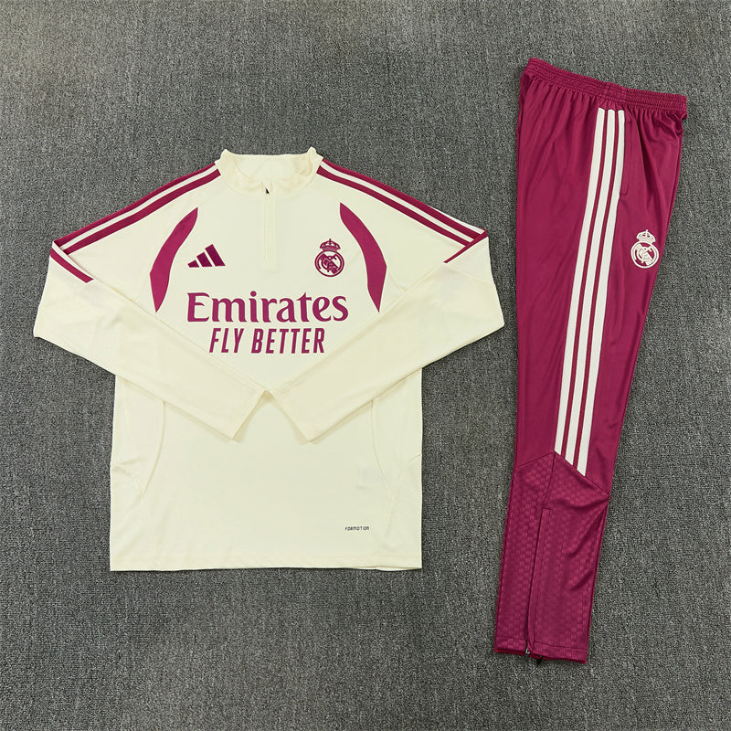 Real Madrid Half-Pull Trainingspak 'Beige-Roze' 26/27 - VOLWASSENEN