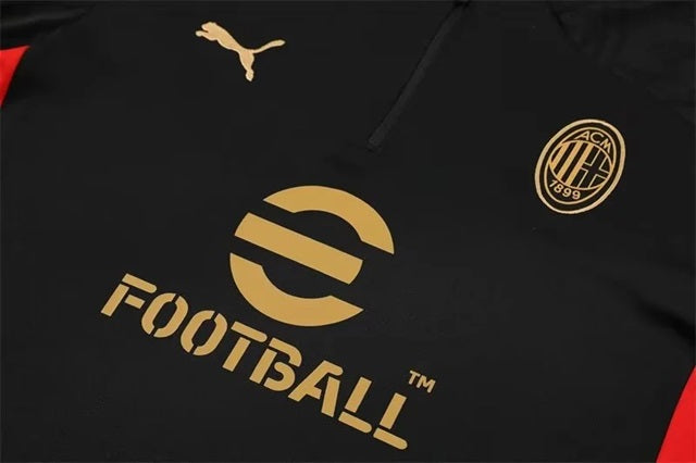 AC Milan Half-Pull Trainingspak 'Zwart' - KINDEREN