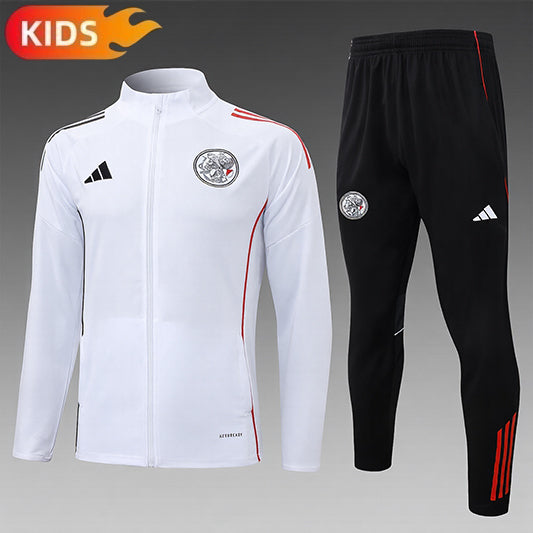 Ajax Full-zip Trainingspak 'Wit' 25/26 - KINDEREN