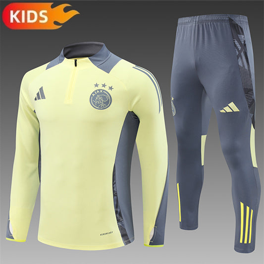 Ajax Half-Pull Trainingspak 'Geel-Grijs' - KINDEREN