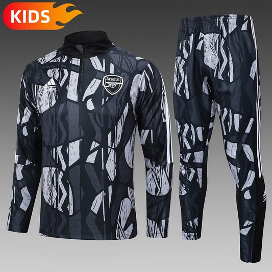 Arsenal Pull-Zip Trainingspak 'Zwart/Grijs' - KINDEREN