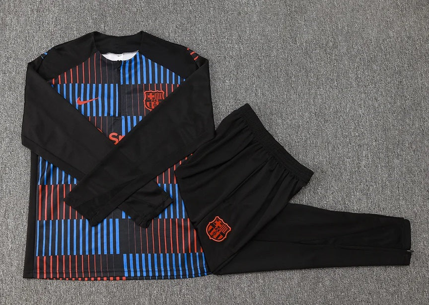Barcelona Half-Pull Trainingspak 'Zwart' - VOLWASSENEN