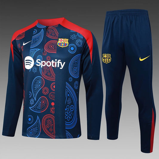 Barcelona Half-Pull Trainingspak 'Koningsblauw/Rood' - VOLWASSENEN