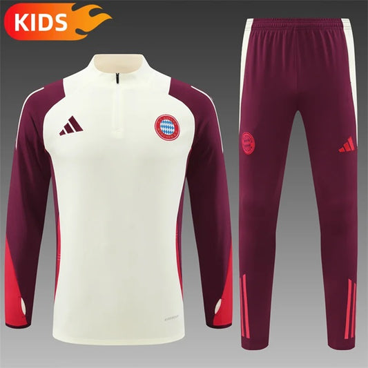 Bayern München Half-Pull Trainingspak 'Beige-Bordeaux' - KINDEREN
