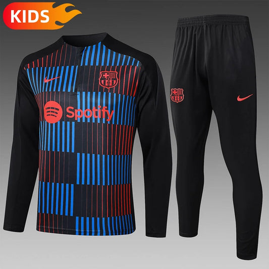 Barcelona Half-Pull Trainingspak 'Zwart' - KINDEREN