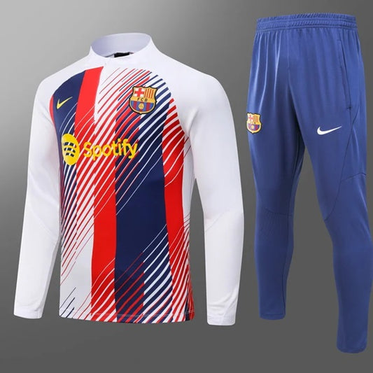 Barcelona Half-Pull Trainingspak 'Wit' - VOLWASSENEN