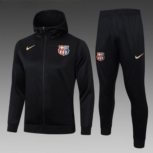 Barcelona Hooded Full-Zip Trainingspak 'Zwart' - VOLWASSENEN