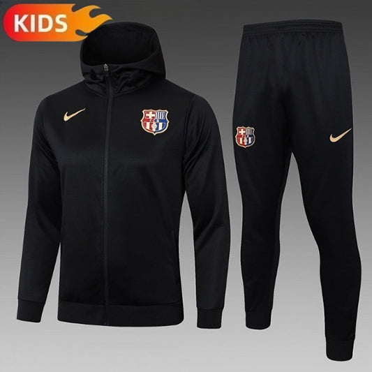 Barcelona Hooded Full-zip Trainingspak 'Zwart' - KINDEREN