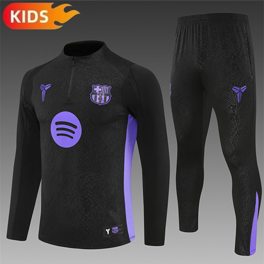 Barcelona Half-Pull Trainingspak 'Zwart-Paars' 25/26 - KINDEREN