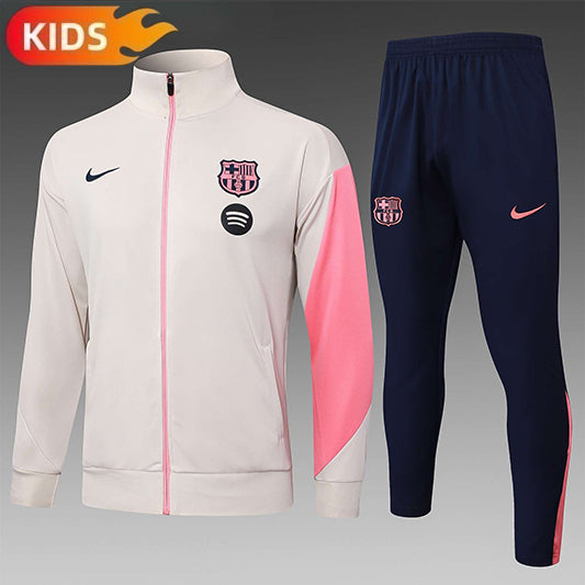 Barcelona Full-zip Trainingspak 'Beige-Roze' 25/26 - KINDEREN