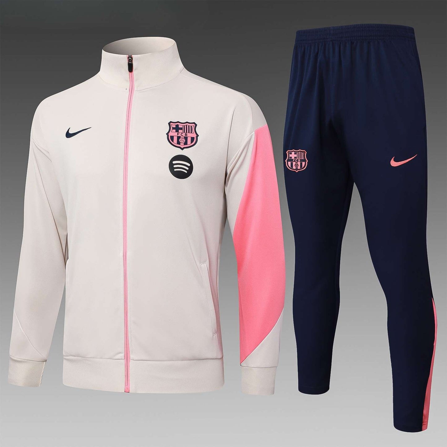 Barcelona Full-zip Trainingspak 'Beige-Roze' 25/26 - VOLWASSENEN
