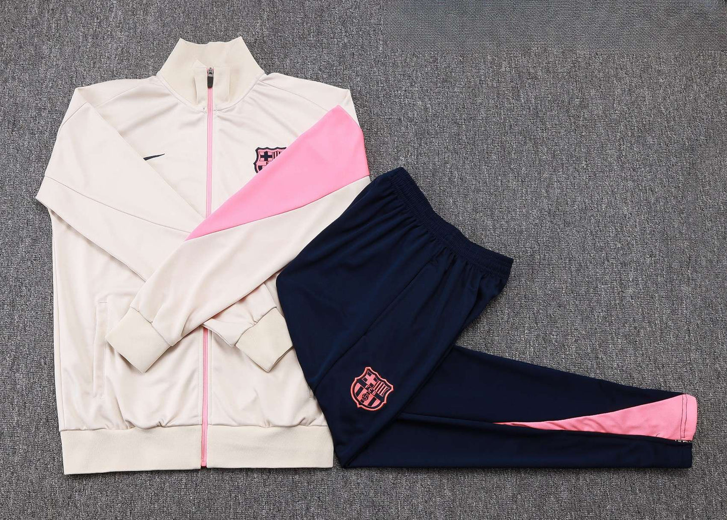 Barcelona Full-zip Trainingspak 'Beige-Roze' 25/26 - KINDEREN