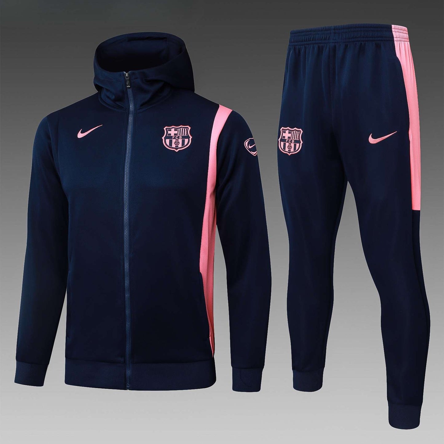 Barcelona Hooded Full-zip Trainingspak 'Blauw-Roze' 25/26 - VOLWASSENEN