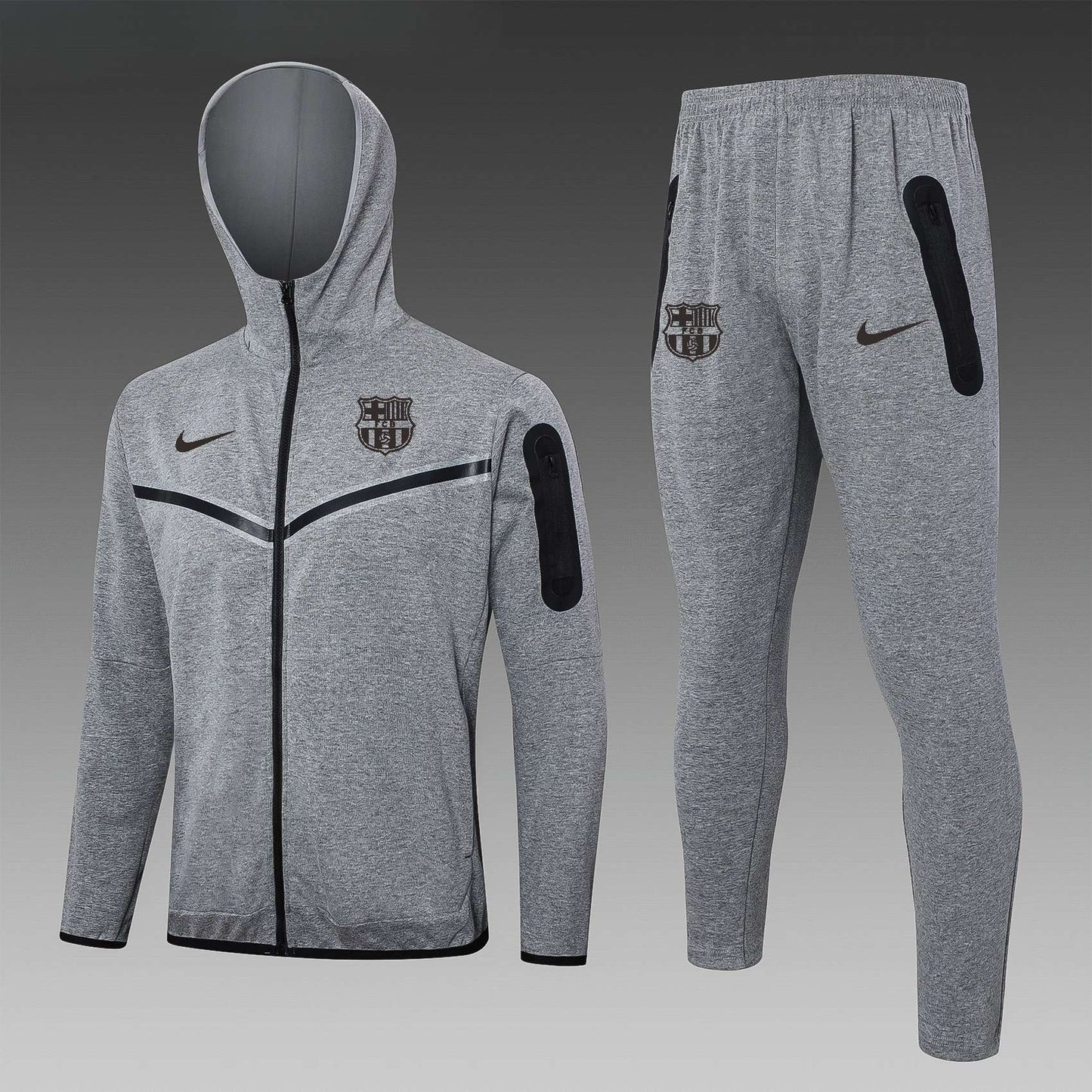 Barcelona Hooded Full-zip Trainingspak 'Grijs' 25/26 - VOLWASSENEN