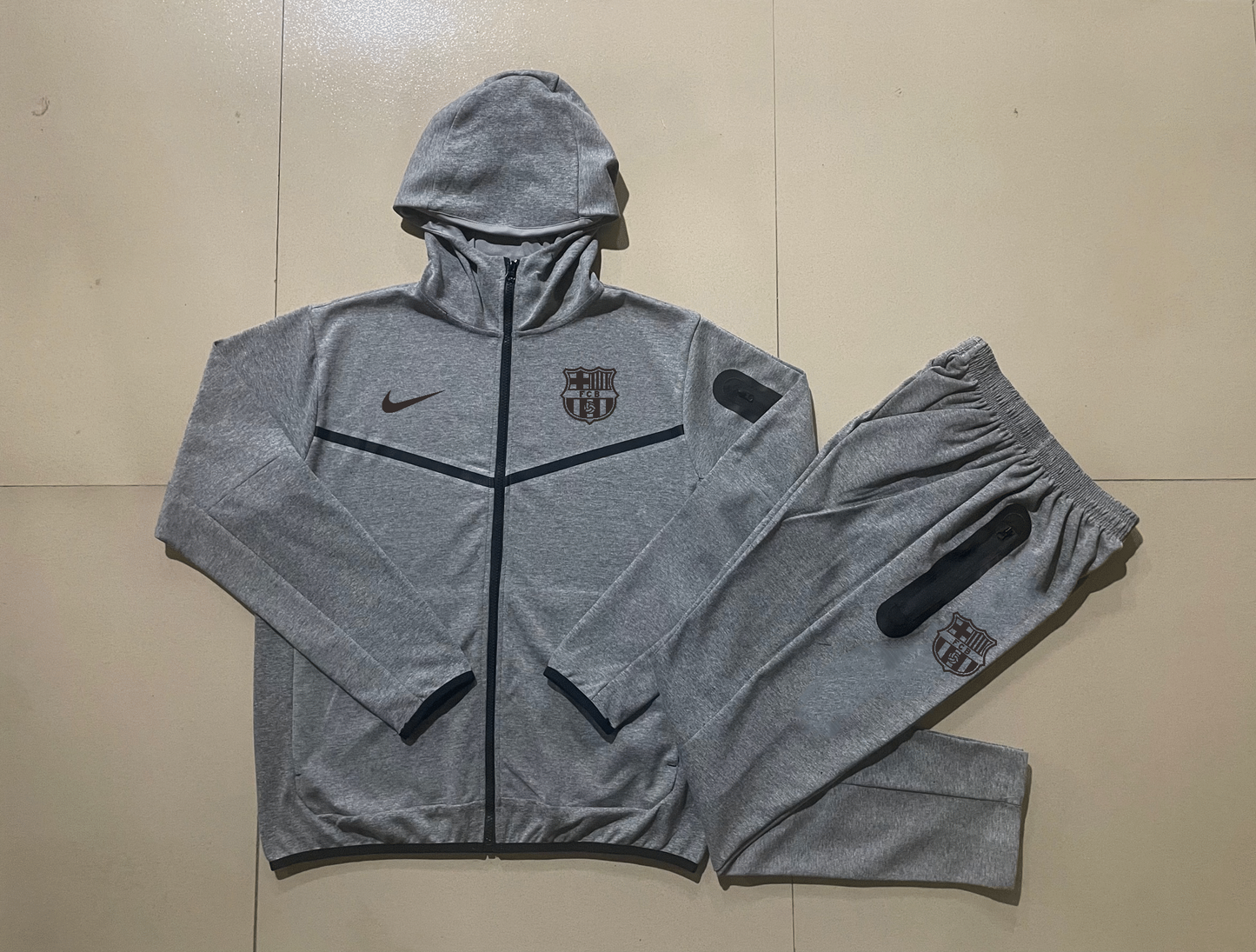 Barcelona Hooded Full-zip Trainingspak 'Grijs' 25/26 - VOLWASSENEN