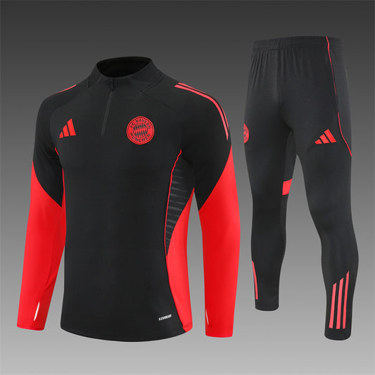 Bayern Munchen Half-Pull Trainingspak 'Zwart-Rood' 25/26 - VOLWASSENEN