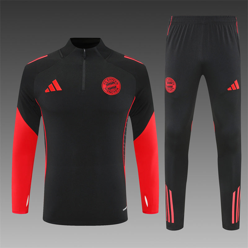 Bayern Munchen Half-Pull Trainingspak 'Zwart-Rood' 25/26 - KINDEREN