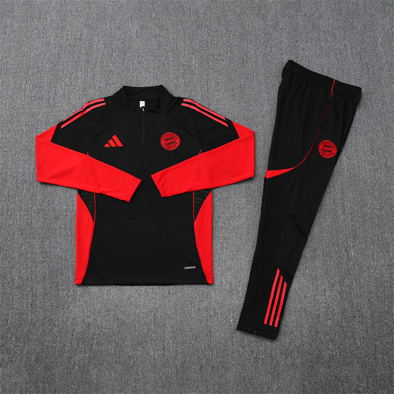 Bayern Munchen Half-Pull Trainingspak 'Zwart-Rood' 25/26 - KINDEREN