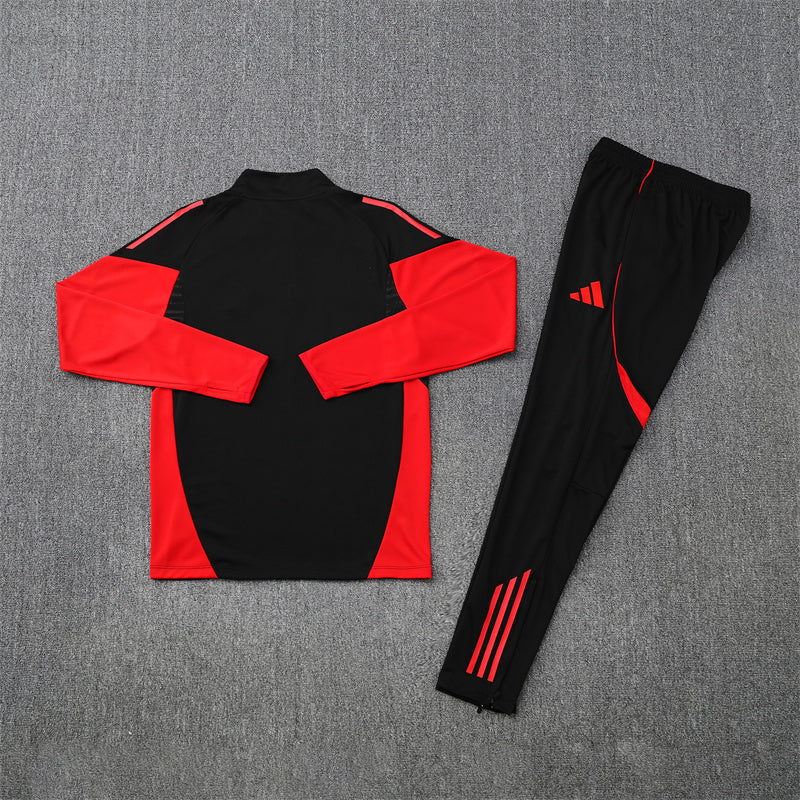 Bayern Munchen Half-Pull Trainingspak 'Zwart-Rood' 25/26 - KINDEREN