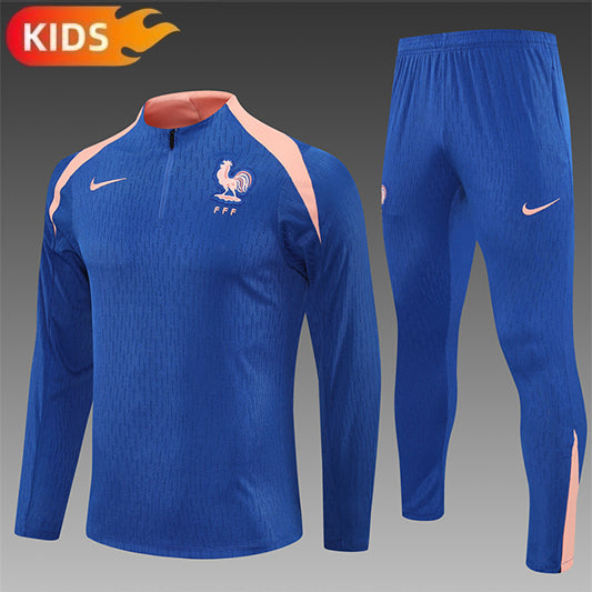 Frankrijk Half-Pull Trainingspak 'Blauw' 25/26 - KINDEREN