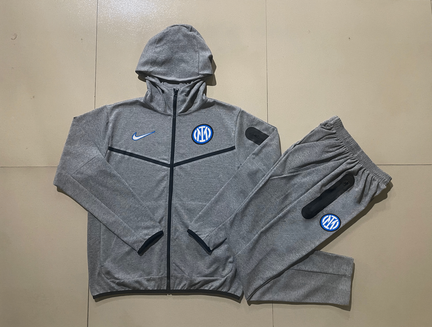 Inter Milan Hooded Full-zip Trainingspak 'Grijs 25/26 - VOLWASSENEN