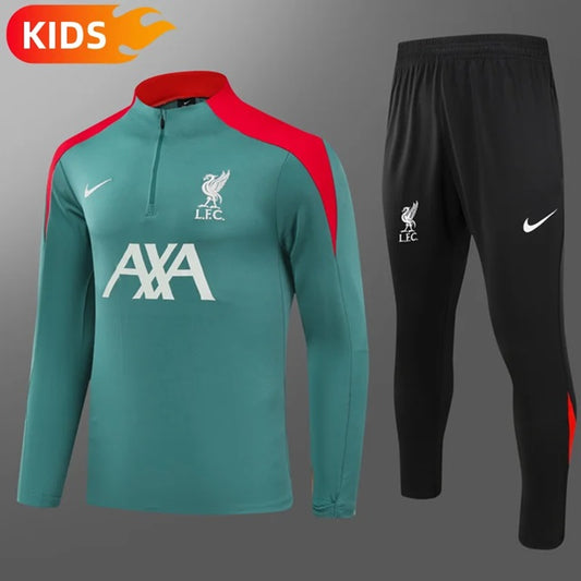 Liverpool Half-Pull Trainingspak 'Groen' - KINDEREN