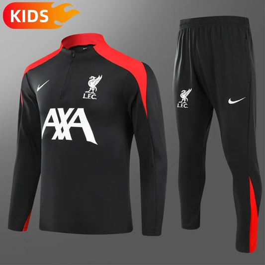Liverpool Half-Pull Trainingspak 'Zwart' - KINDEREN