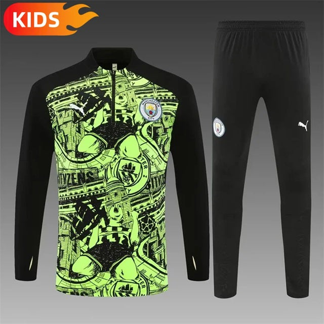 Manchester City Pull-Zip Trainingspak 'Geel/Groen' - KINDEREN