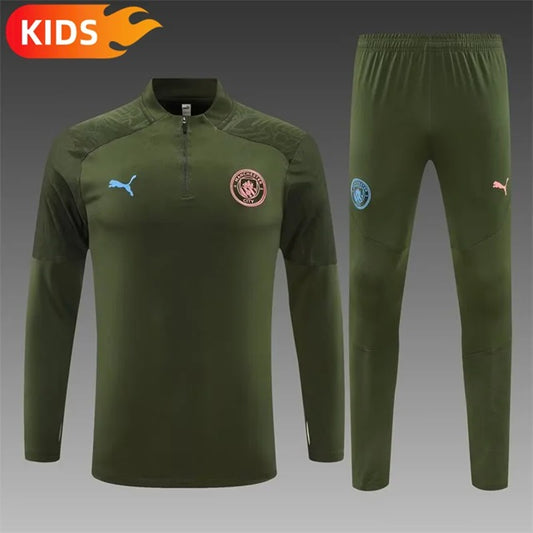 Manchester City Pull-Zip Trainingspak 'Groen' - KINDEREN