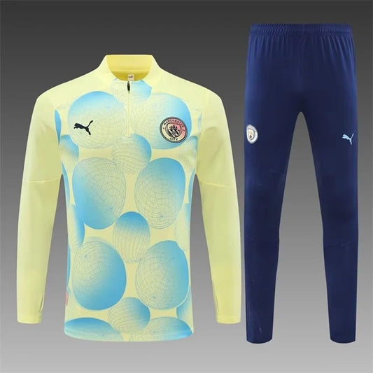 Manchester City Half-Pull Trainingspak 'Lichtgeel' - VOLWASSENEN