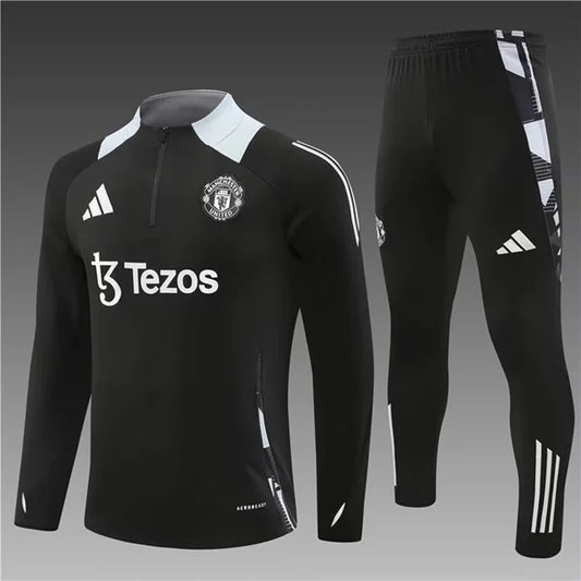Manchester United Half-Pull Trainingspak 'Zwart/Wit' - VOLWASSENEN