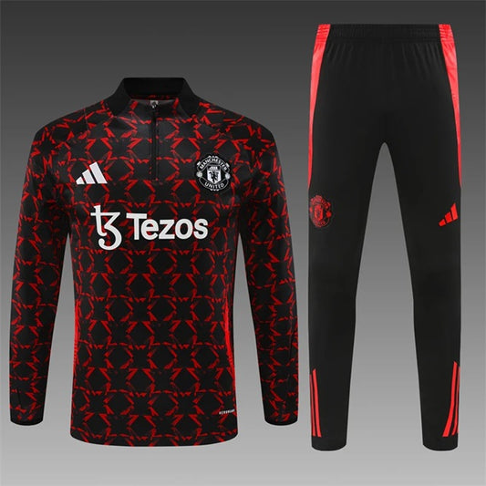 Manchester United Half-Pull Trainingspak 'Zwart/Rood' - VOLWASSENEN