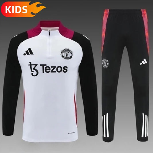 Manchester United Half-Pull Trainingspak 'Wit' - KINDEREN