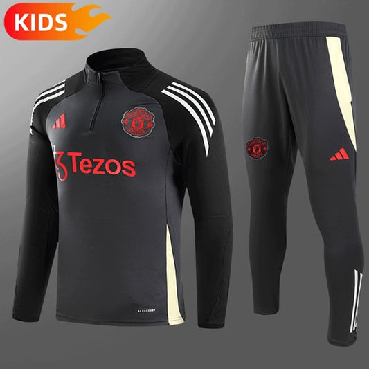 Manchester United Half-Pull Trainingspak 'Grijs/Zwart' - KINDEREN