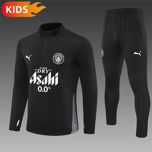 Manchester City Half-Pull Trainingspak 'Zwart' 25/26 - KINDEREN