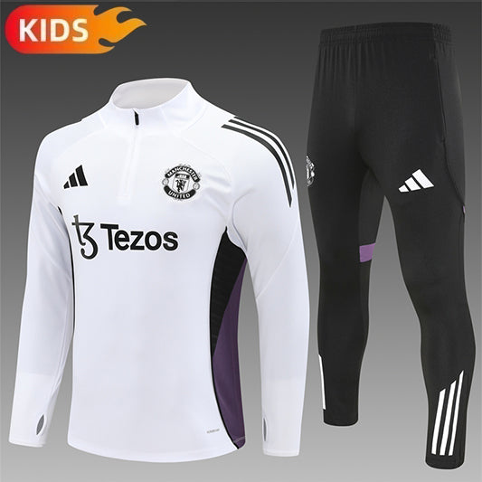 Manchester United Half-Pull Trainingspak 'Wit-Paars' 25/26 - KINDEREN